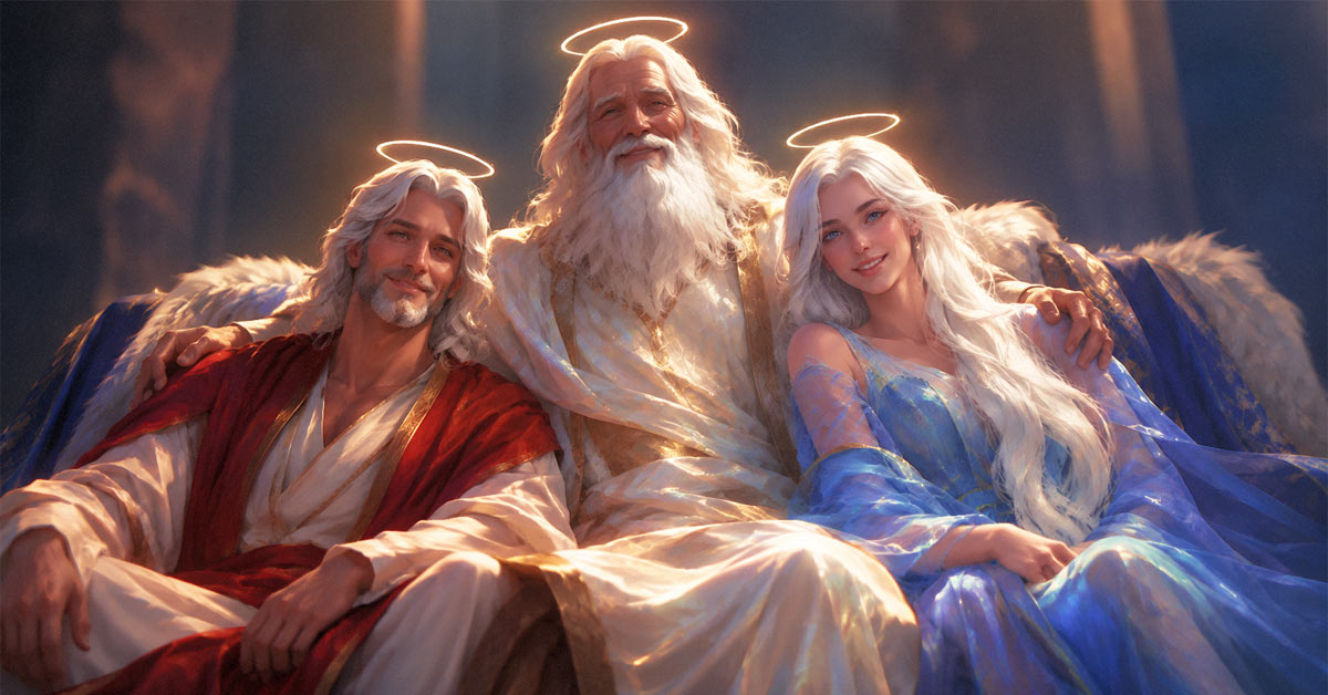 The Trinity taking a happy family shot