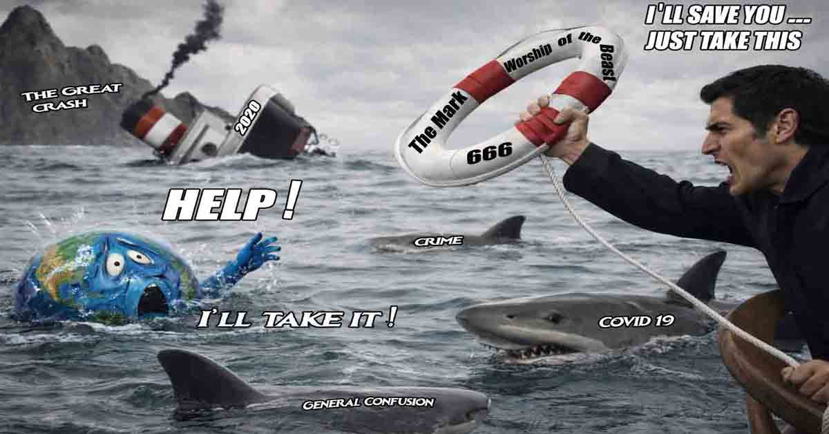 The Antichrist throwing a life preserver to the drowning world in 2020