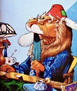 Picture on the 144 Basic MO Letters_Papa Lion with quill in hand