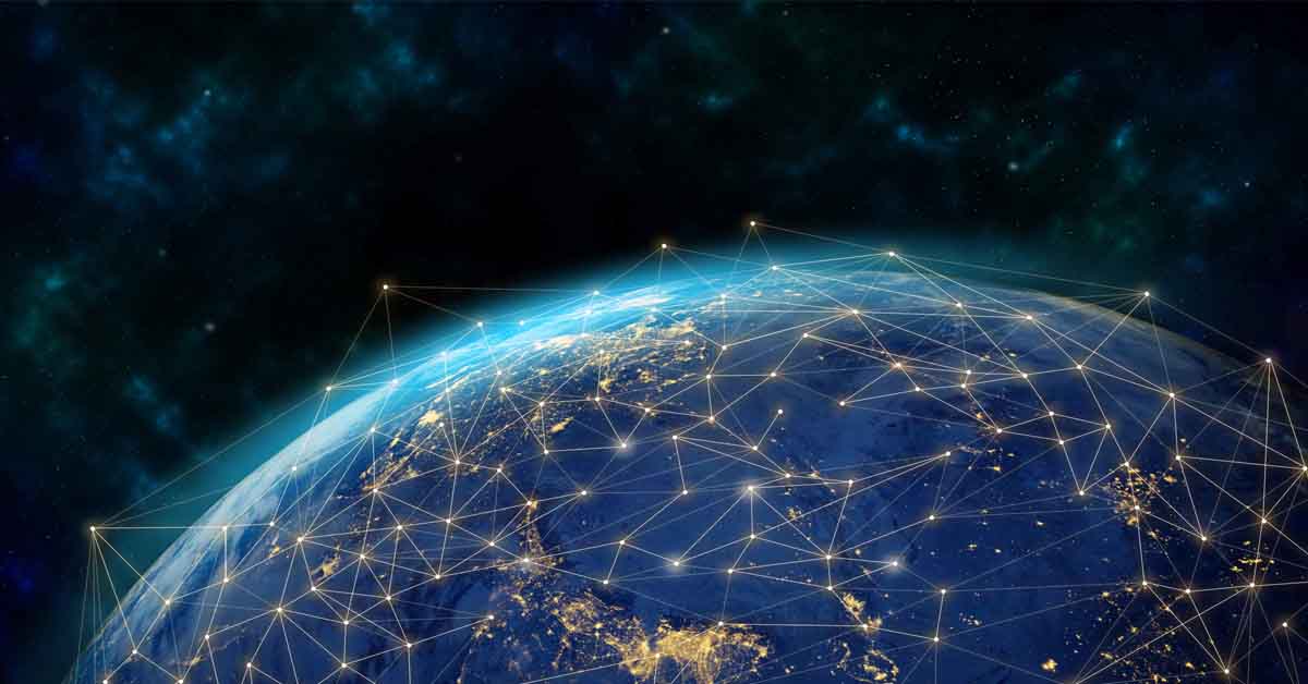 the internet covering the earth like a fishing net