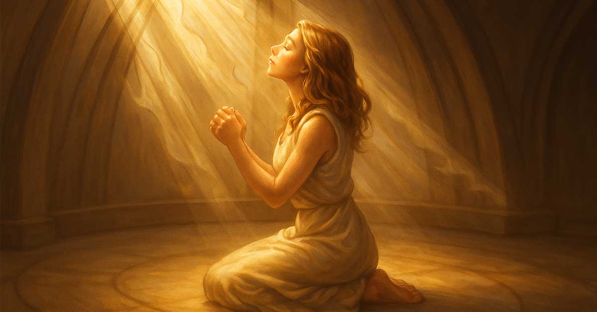 girl praying in the temple of Tricon