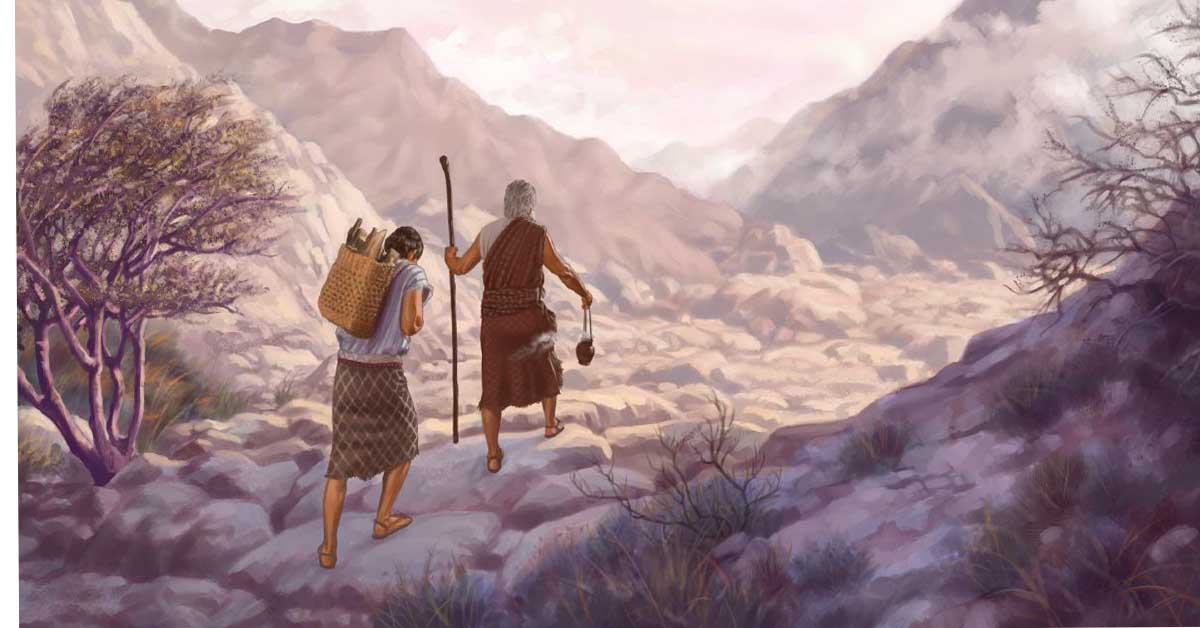 Abraham and Isaac on their way to the district of Moriah