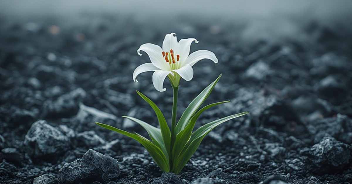 A Lily growing out of ashes