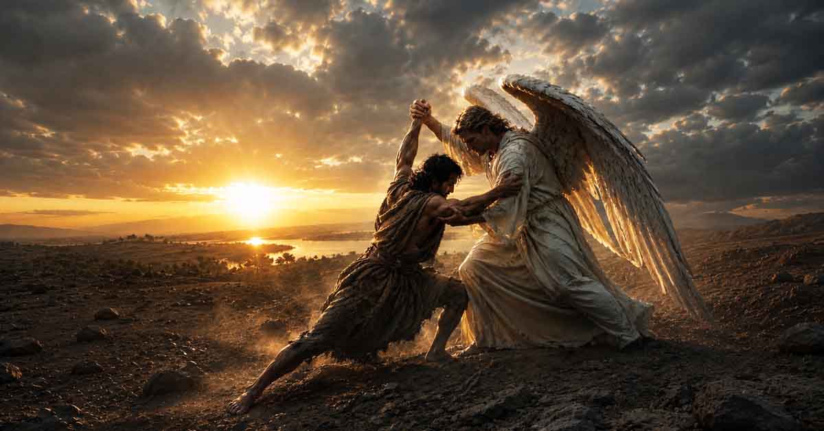 Jacob wrestling with an angel