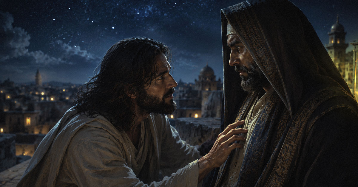 Jesus talking to Nicodemus