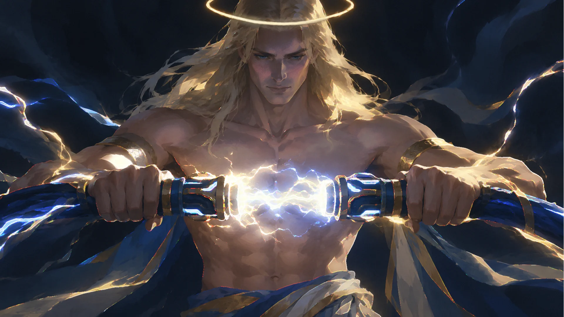 a warrior angel linking two dynamic power cables together